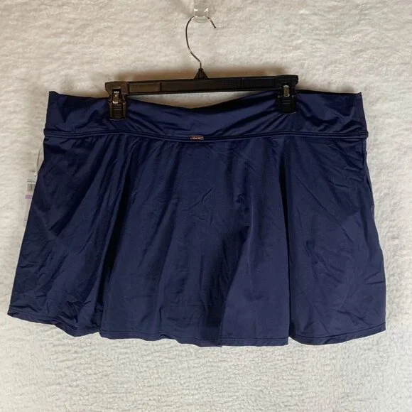 Anne Cole Rock Banded‎ Swim Skirt Women's Plus 22W Navy Blue Nylon Stretch S9434 - Picture 7 of 9